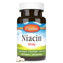 Carlson - Niacine, 50 mg, soutient le métabolisme du cholestérol, la production d'énergie, la santé cardiaque, la fonction nerveuse, 300 comprimés