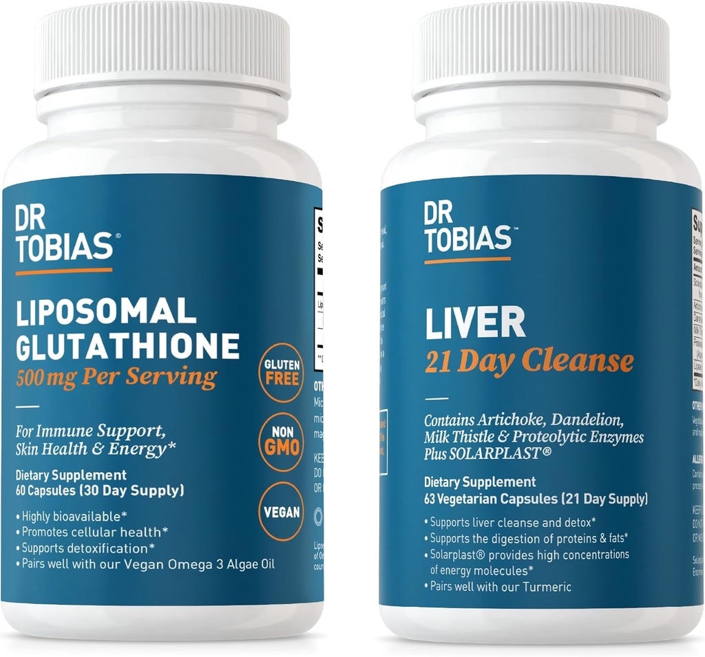 Dr Tobias foie 21 jours nettoyage et le glutathion liposomique - soutient la désintoxication du foie, la fonction immunitaire, et les niveaux d'énergie - végétalien, non-OGM