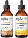 Wild & Organic Sarsaparilla Tinktur 4 fl oz & Dandelion Wurzel Tinktur 4 fl oz