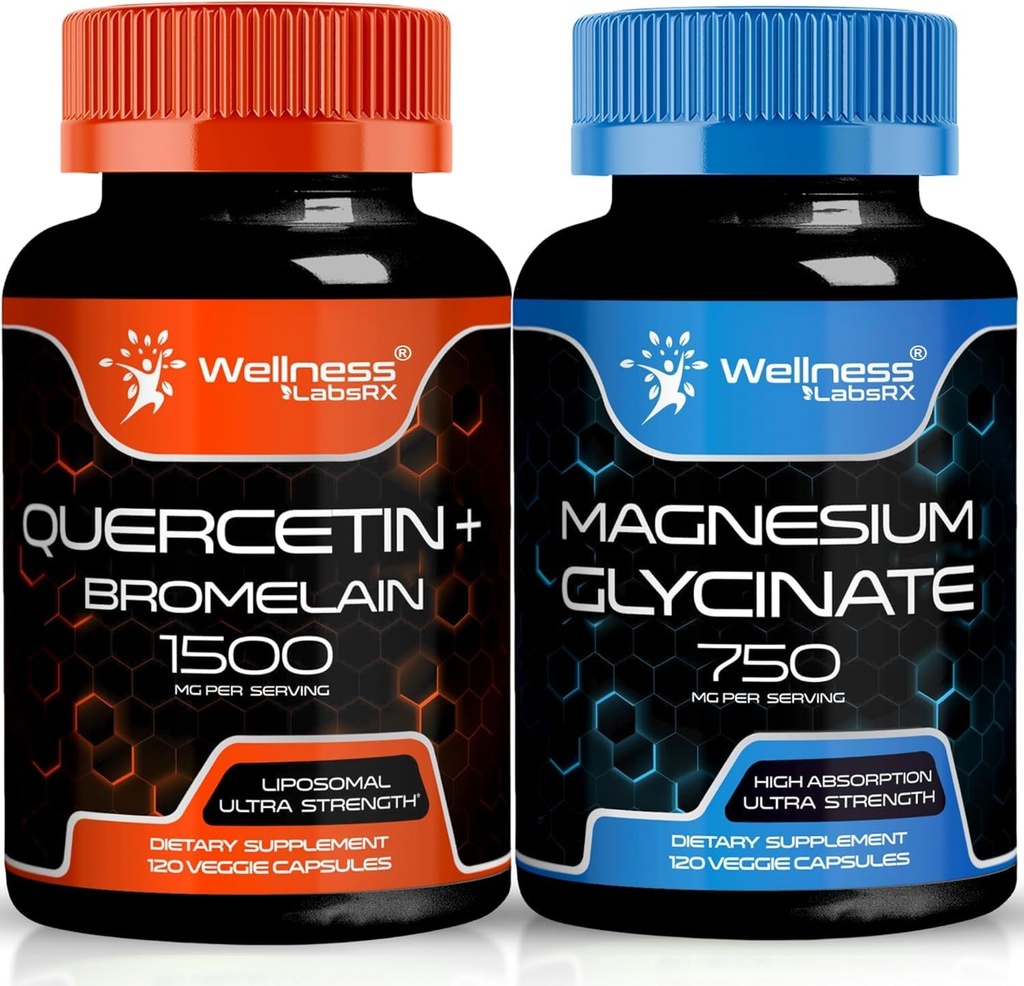 WELLNESS LABSRX Quercetine avec Bromelain , Capsules de glycinate de magnésium