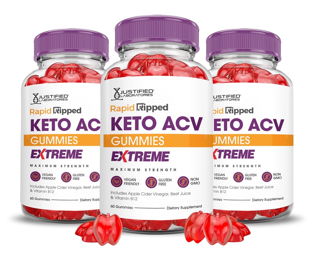 (3 Pack) Rapid Ripped Keto ACV Gummies Extreme 2000MG Rapidripped Keto Gummies Apfelessig mit Granatapfelfettpulver B12 Vegan Non GMO 180 Gummys
