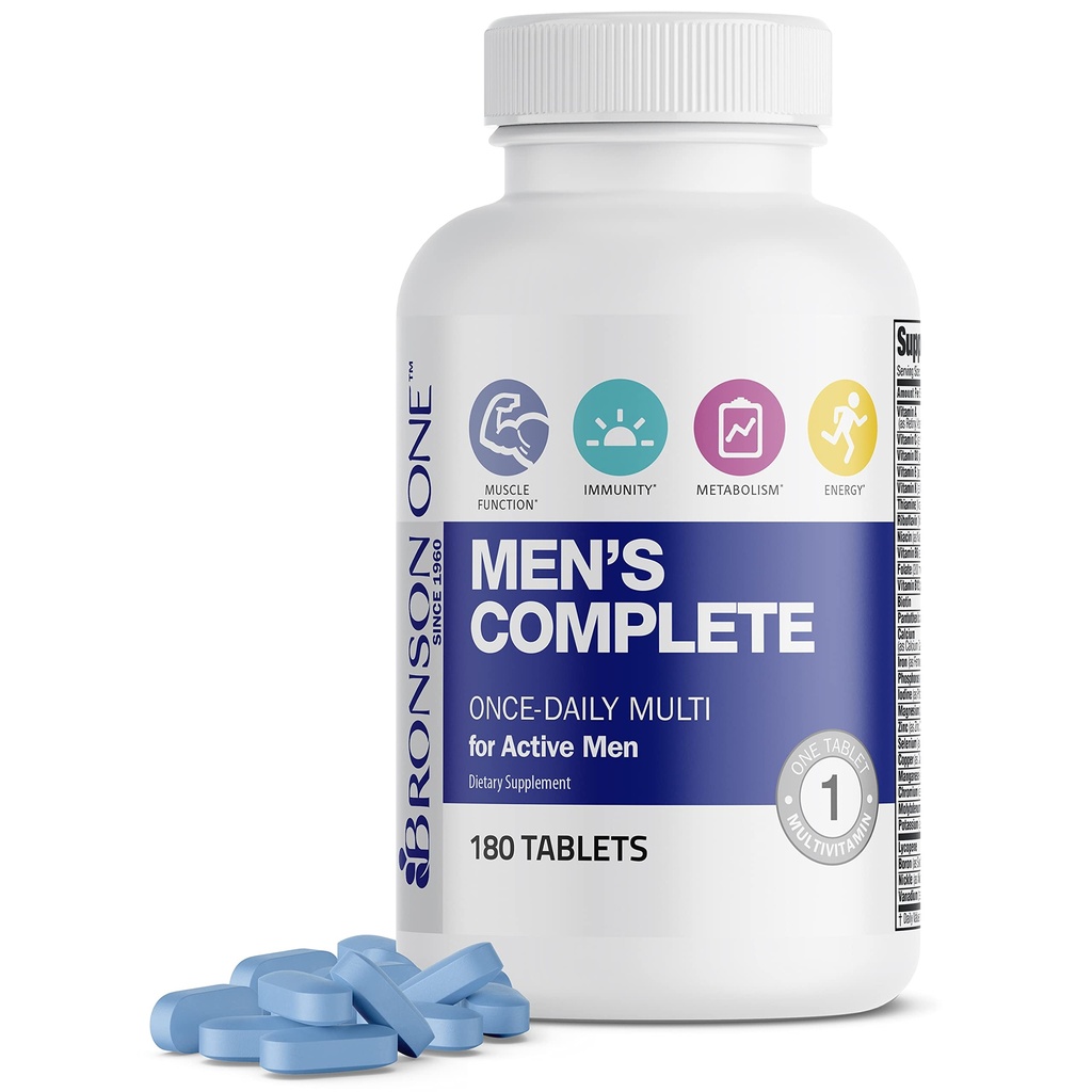 Bronson ONE hommes quotidiens Multivitamine multiminérale complète une fois par jour multi pour les hommes actifs, 180 comprimés