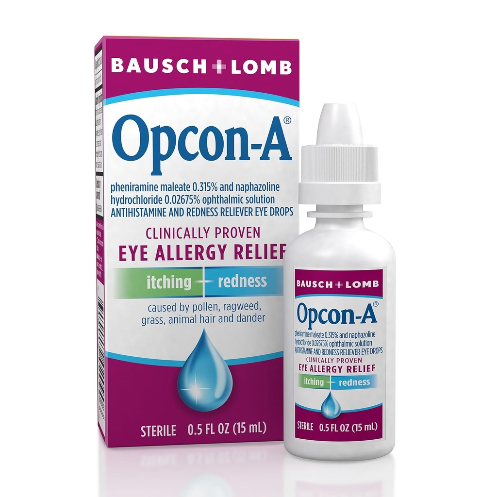 Opcon-A Allergy Eye Drops von Bausch + Lomb, für Itch und Redness Relief, Red and Itchy Eyes Antihistamin Eye Drop, Klinisch bewährte Behandlung, 0.5 Fl Oz