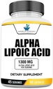 American Standard Suppléments Alpha Lipoic Acid 1300mg par portion - végétalien, sans gluten, sans OGM, 90 capsules, 45 portions