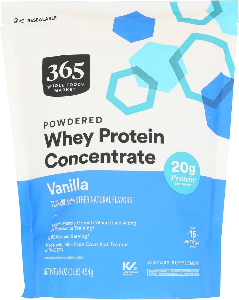 365 von Whole Foods Market, Whey Protein Concentrate, Vanilla, 16 Ounce