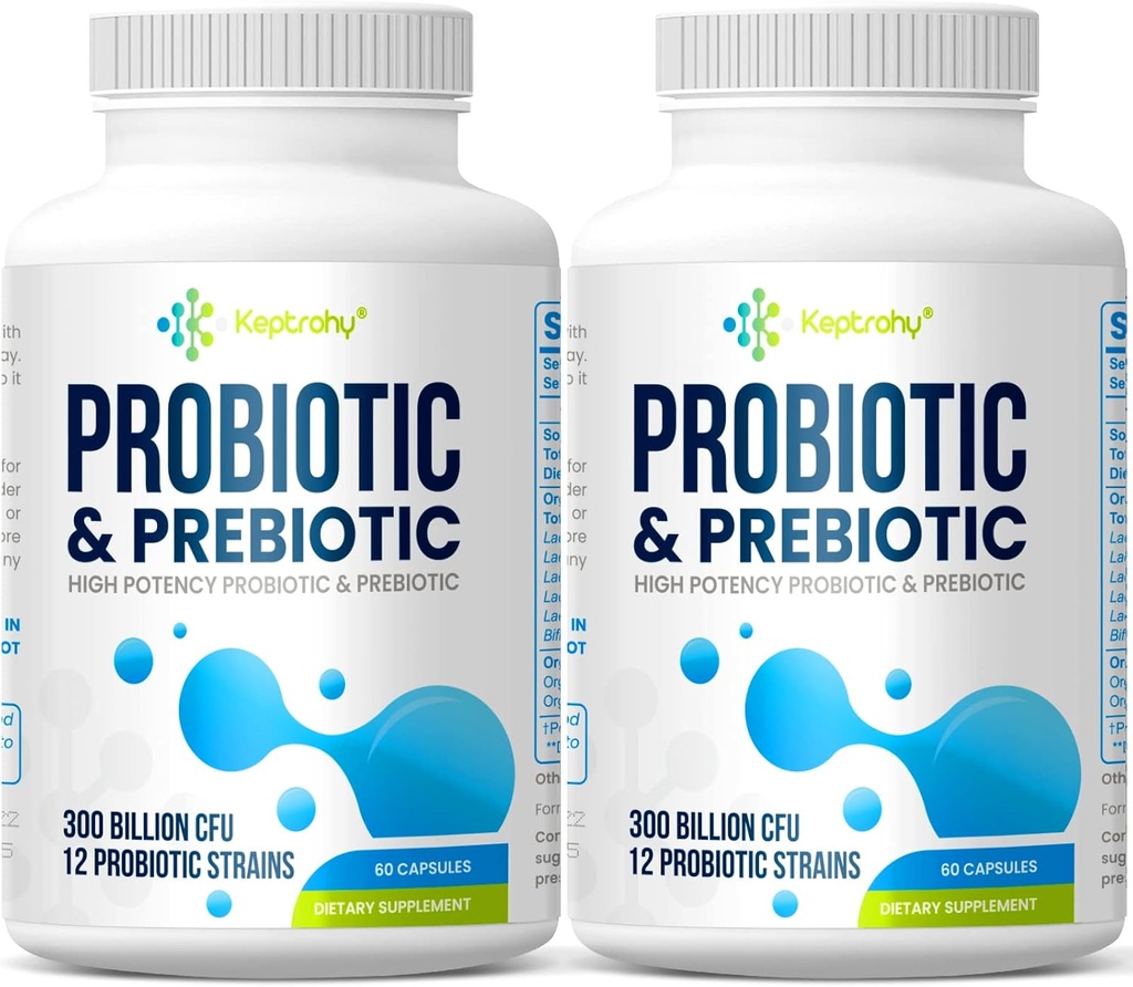 Probiotics for Women & Men, 300 Billion CFU Probiotics von 12 Strains + Organic Prebiotics Blend for Daily Digestive, Immune, Gut, Bloating, Gut Health for Women & Men, Shelf Stable - 120 Kapseln