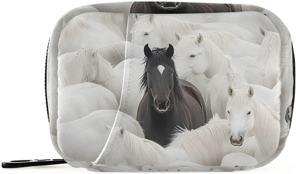 Schwarzes Pferd Gruppe weiß Wöchentliche Pille Organizer Kleine Pille Box Tasche Portable Travel Pill Case 7 Tage Vitamin Supplement Halter mit Reißverschluss für Familien Business Camping