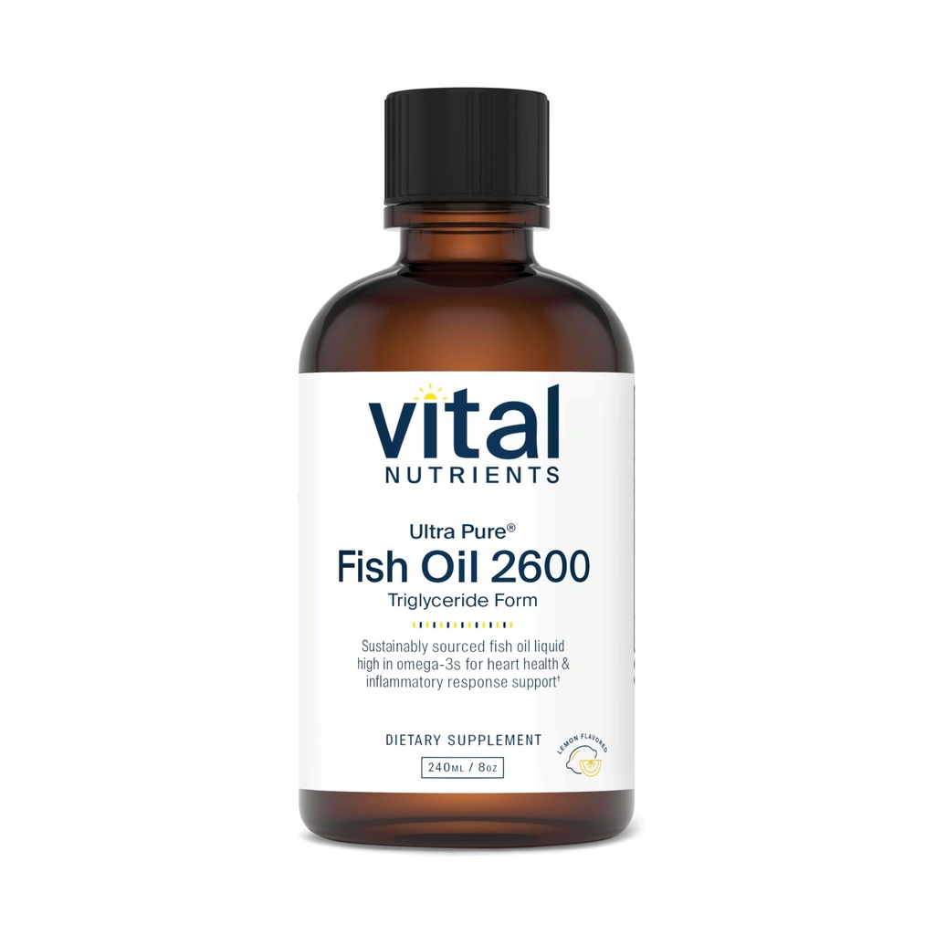 Vital-Nährstoffe - Ultra Pure Fish Oil 2600 (Pharmaceutical Grade) - Hi-Potency Deep Sea Liquid Fish Oil, Herz-Kreislauf-Unterstützung, Natürliche Zitronen-Flaschen - 8 Fl Oz pro Flasche