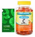 Zéro sucre Vitamine C Gummies Supplément diététique, 250 mg, 120 Ct Bundle avec des vitamines et minéraux exclusifs - A à Z - Meilleur guide de ligth et de printemps