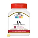 21st Century Healthcare Vitamin D3 125 mcg (5.000 IU) Rapid Release Softgels, 110 Count