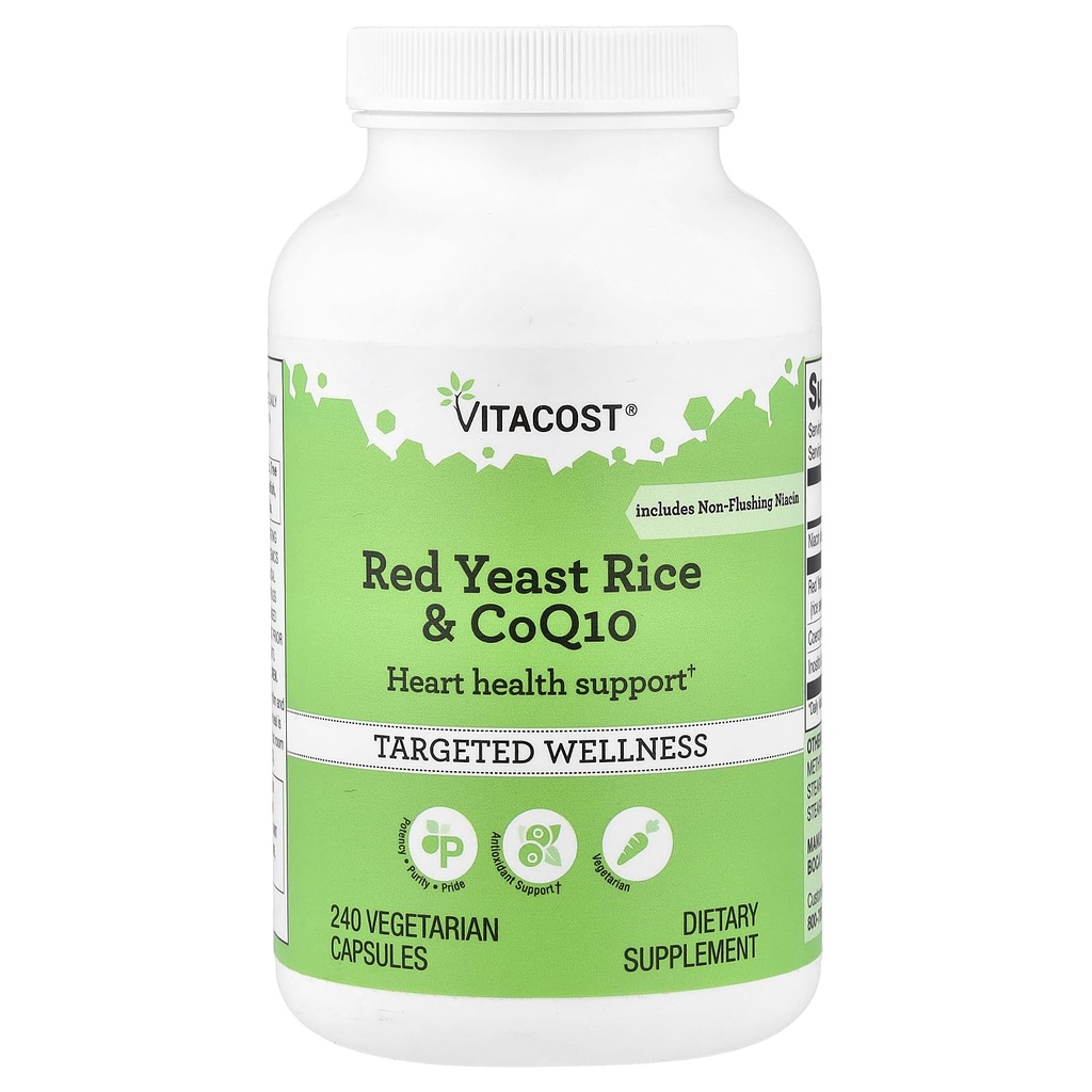 Vitacost Red Yeast Rice & CoQ10 mit No-Flush Niacin -- 240 Vegetarische Kapseln