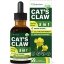 Claw herbe de chat (Uña de Gato) Immuni Support gouttes liquides, supplément à base de plantes 5-en-1 avec Echinacea & Elderberry Extract, Teinture sans alcool pour l'Immunity Boost, Joint & Bone Health. 2 oz
