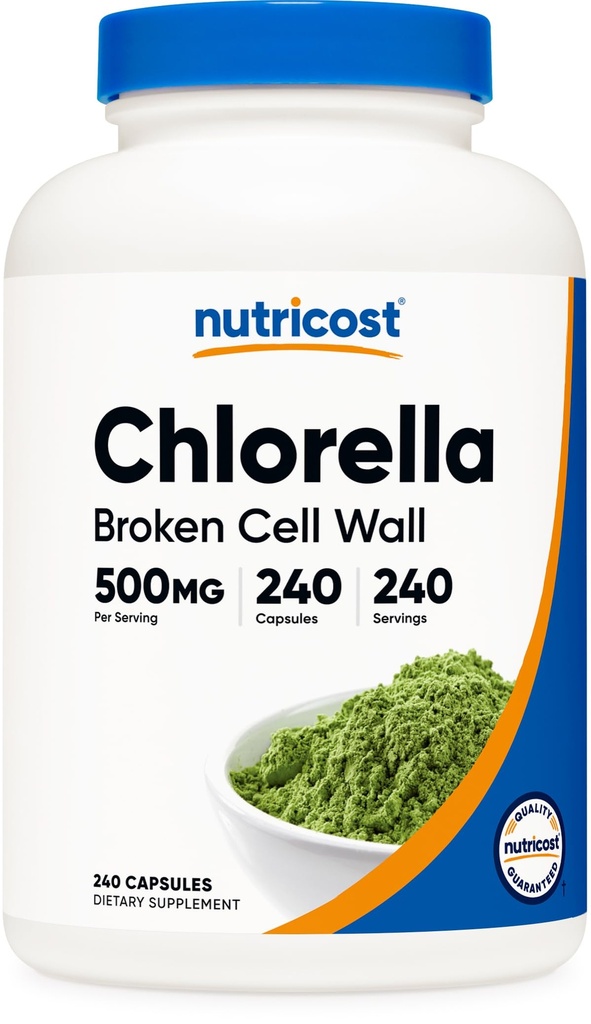 Nutricost Chlorella Kapseln 500mg, 240 vegetarische Kapseln - Non-GMO und Glutenfrei