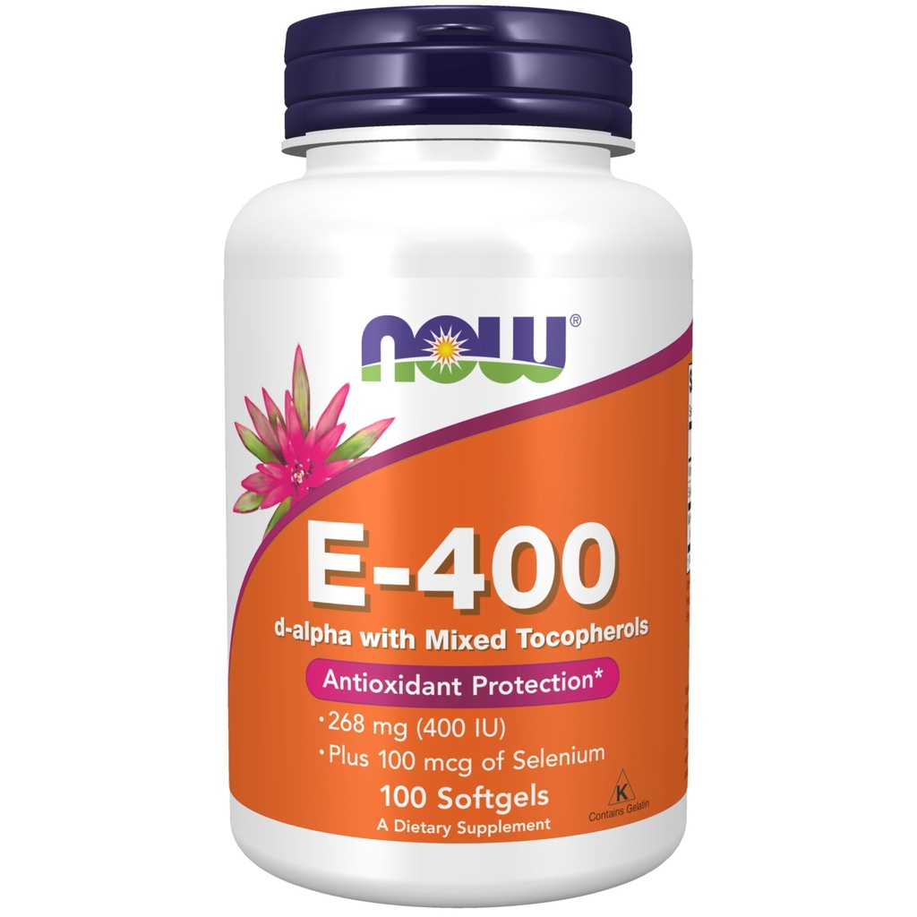 Suppléments, vitamine E-400 UI, tocophérols mélangés, protection antioxydante*, 100 softgels