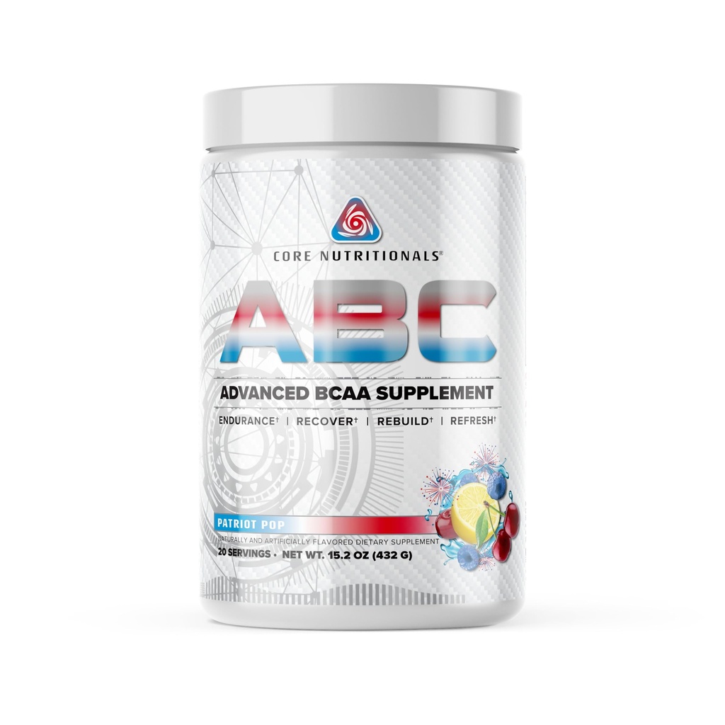 Core Nutritionals ABC Advanced BCAA Supplement (en anglais seulement) Amino Acid Recovery Blend (en anglais seulement) avec Glutamine, Beta Alanine, Citrulline Malate (en anglais seulement) 20 portions (Patriot Pop)