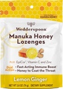 Wedderspoon Manuka Honey Immunity Lozenges, Lemon Ginger, 2,6 Oz (paquet de 1), véritable miel néo-zélandais, stimuler l'immunité en deux heures