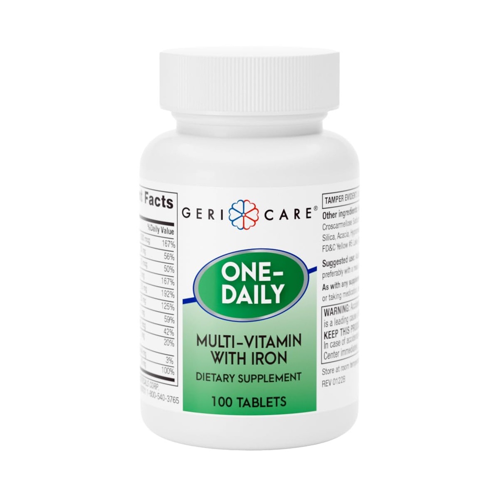 GeriCare Multivitamine unique quotidienne avec comprimés de fer, 100 Nombre (paquet de 1)