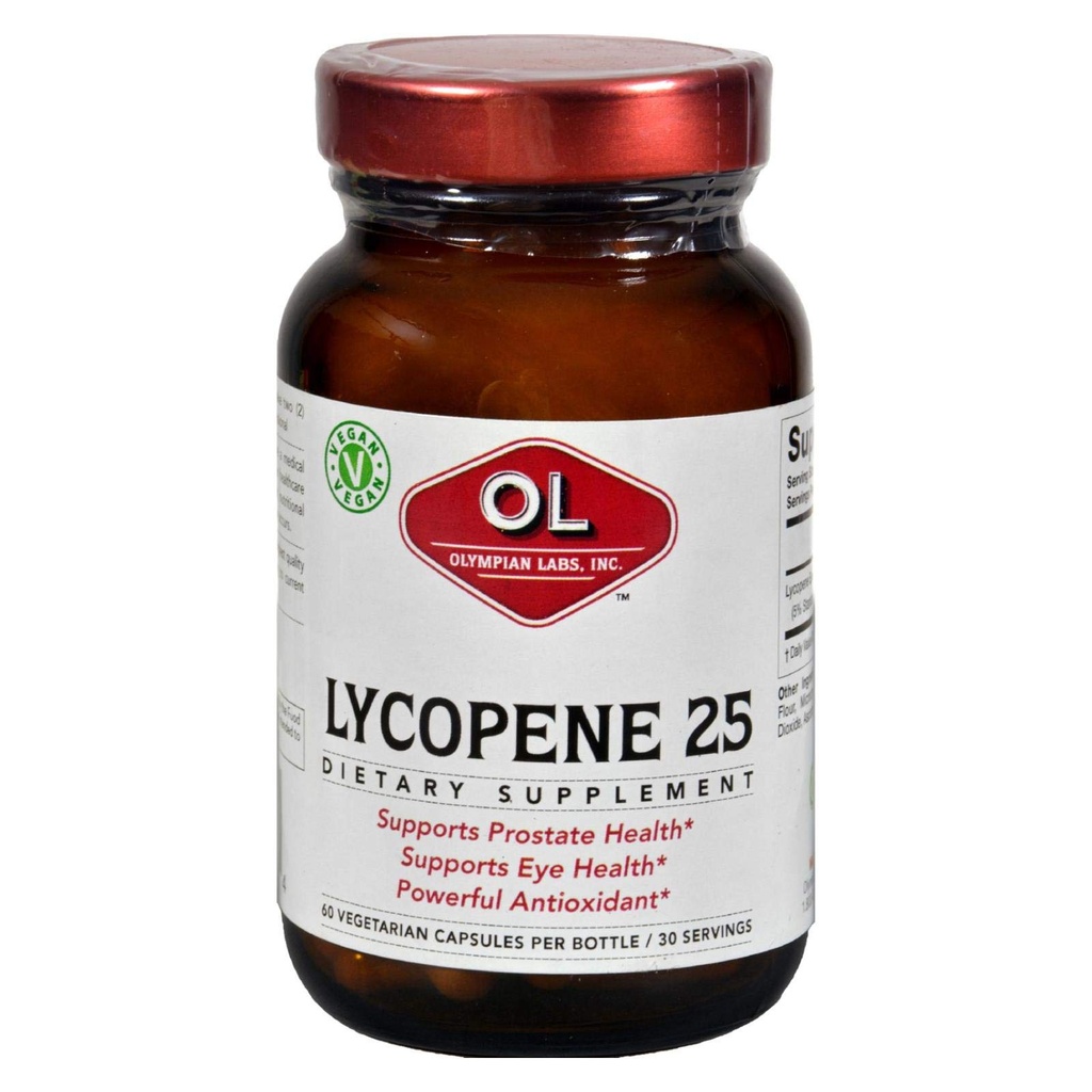 Olympian Labs Lycopen 25mg, Leistungsstarke Antioxidantien unterstützt Augen, Prostata und Herzgesundheit, Glutenfrei, Non-GMO, 60 Vegan Kapseln