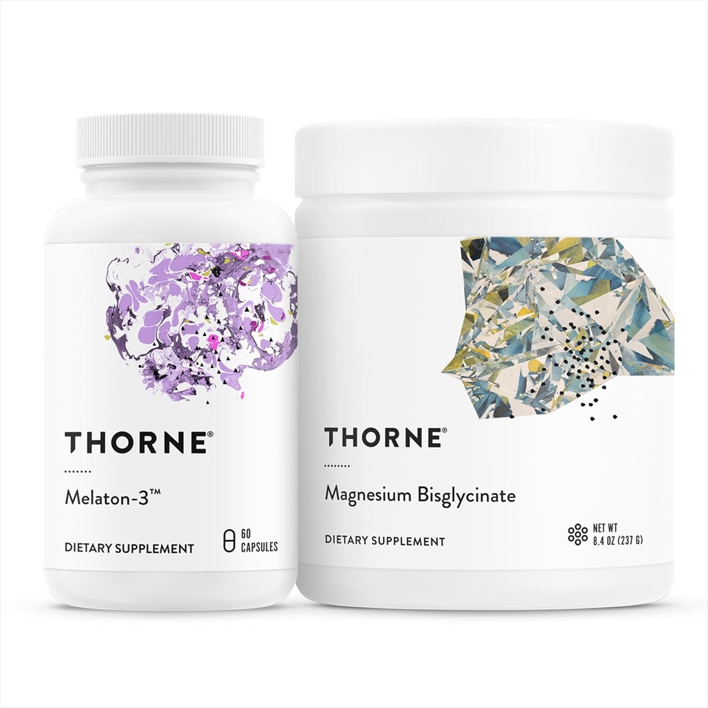 THORNE - Sleep Support Duo - Magnesium Bisglycinate Powder + Melaton-3 for Restful Sleep - 60 Servings