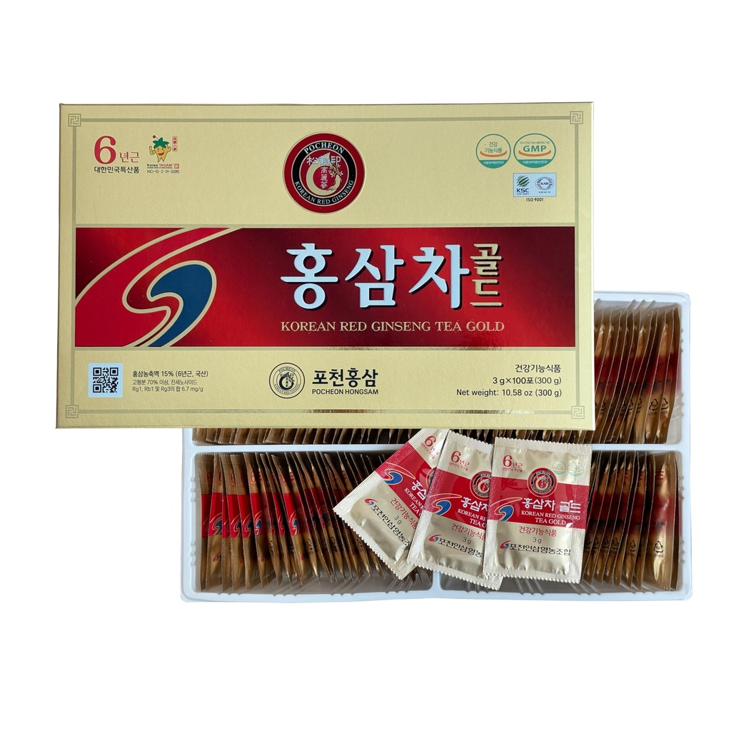 Pocheon 300g(10.6oz), Korean 6Jahre Panax Red Ginseng Root Extract Tee Gold, 100 Teebeutel, 15% Ginseng Extract, natürliche Immununterstützung