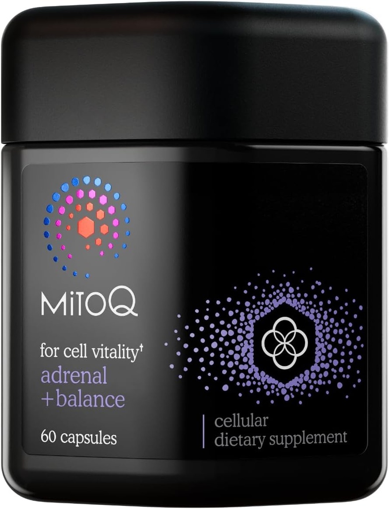 MitoQ +Balance | Sensoril Ashwagandha, Rhodiola & Maritime | Unterstützt Balanced Cortisol Levels, Stressmanagement, Restaurative Sleep & Cell Health (60 Kapseln)