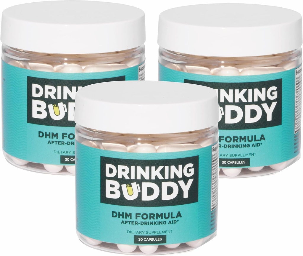 Getränke Buddy (3pack, Nachspülhilfe mit DHM, Prickly Pear, L-Cystine und L-Theanin, Milchdistel, B-Vitamine, Ginger