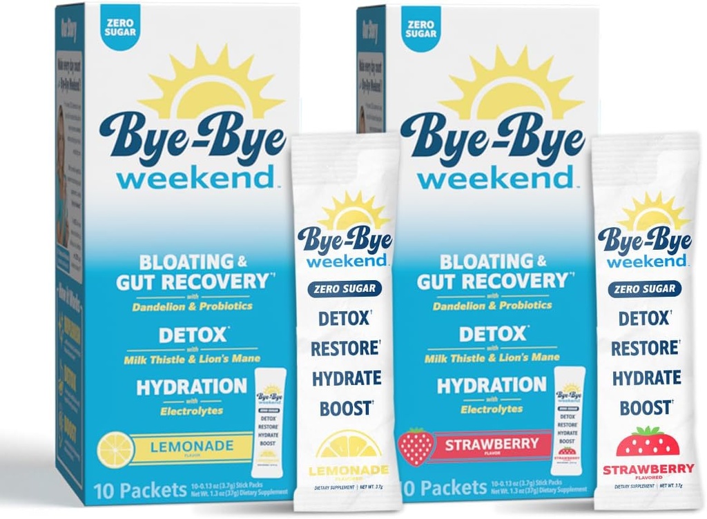 Detox Drink Mix w/Electrolytes - für Bloating, Recovery, Fatigue, Brain Fog - Probiotics, Lion’s Mane, Milk Thistle - Zero Sugar Variety Pack - 20 Pack