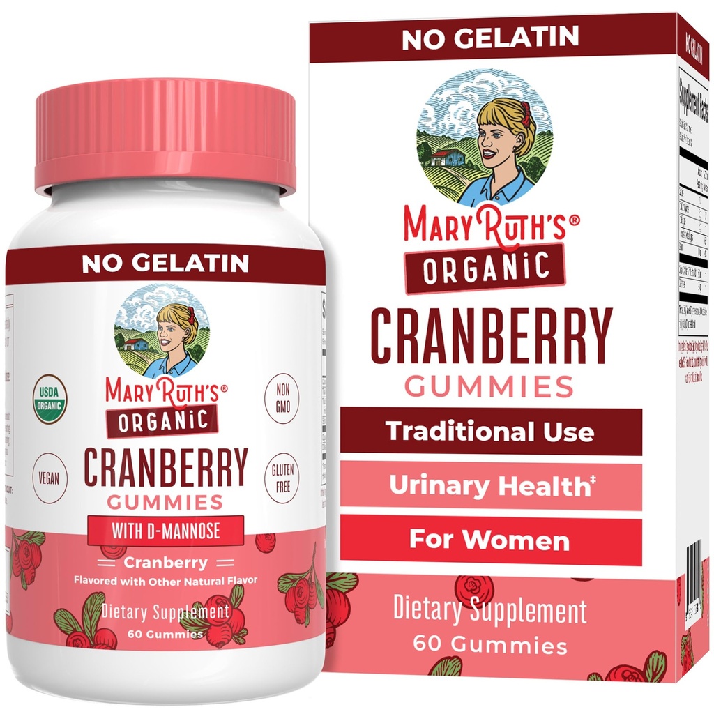 MaryRuth Organic Cranberry Gummies - 500mg Supplement | Urinary Tract Gesundheit für Frauen | mit D Mannose | Traditionelle Verwendung | USDA Organic | Vegan | Non GMO | 30 Servierungen