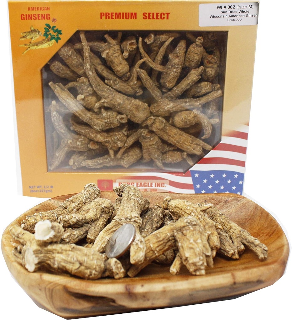 DOL Handgewählter amerikanischer Wisconsin Farmed Ginseng Root Medium&Large ᐅ Individuell州 bestimmt merk西 verdient gerechte und ausgewogene 花 Cultivated Wisconsin American Ginseng (Medium 8oz/Box)