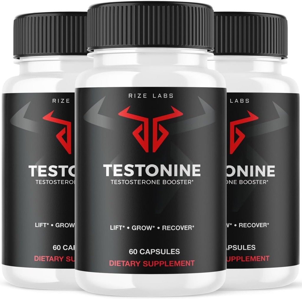 rize labs (3 Pack) Testonine Male Supplement, Testonine Kapseln für Männer, Testonine Maximum Strength Formula, Testonine All-Natural Pille für Muskelkraft, Testonine Bewertungen (180 Kapseln)