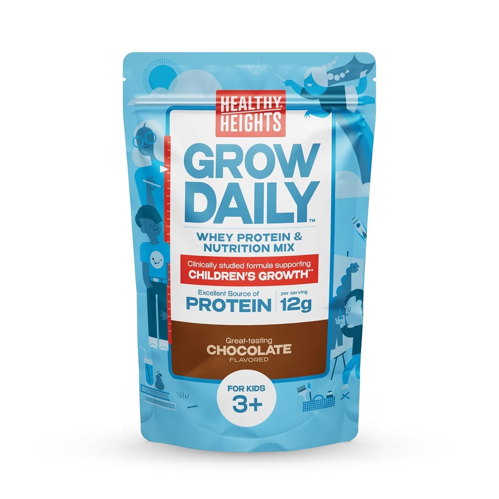 Healthy Heights Grow Daily Kids Protein Drink Mix (Chocolate) - High Protein Shake für Kinder 3+