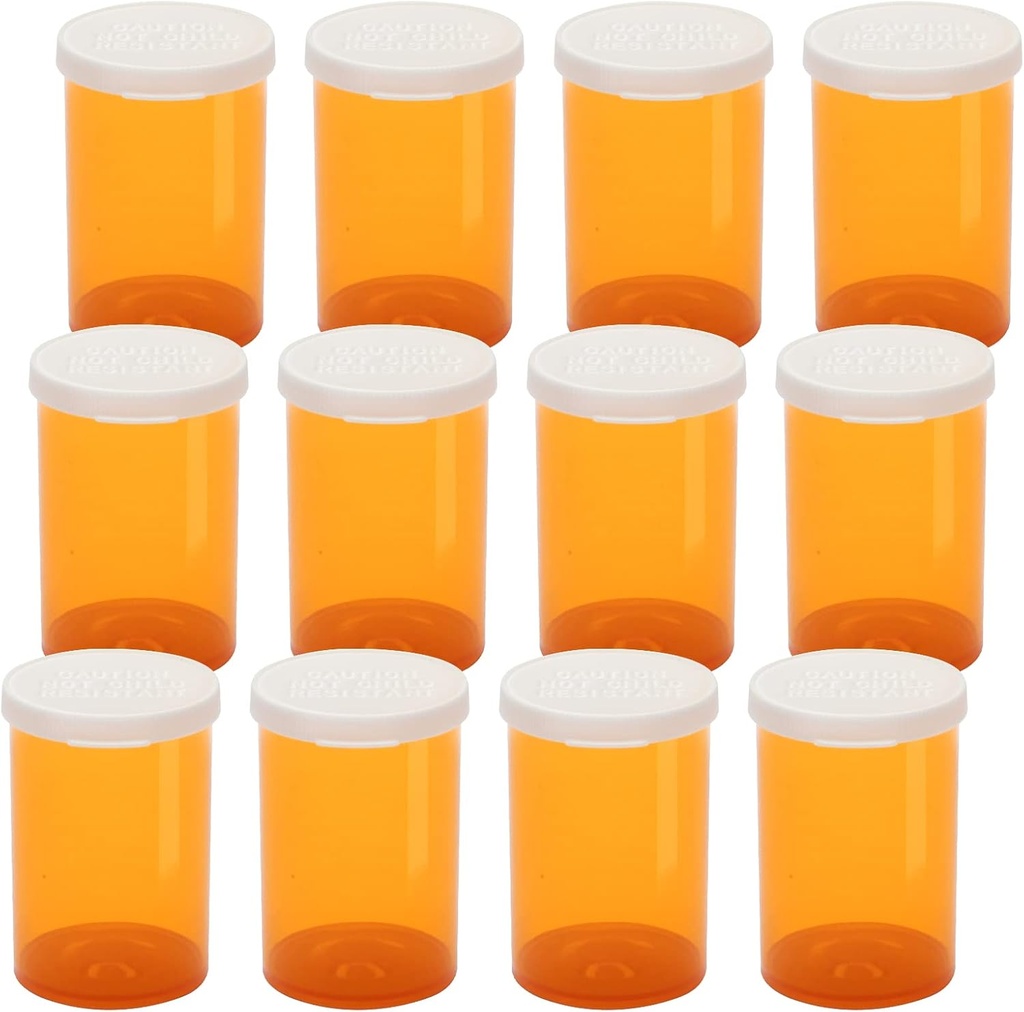 Leere Kunststoff Pillenflaschen mit einfachen offenen Snap-Kapseln (nicht Child Resistant), Verschreibung Medikamente Vials, Klare Container, PillCases Dispenser Organizer (20 Dram, 12pcs)