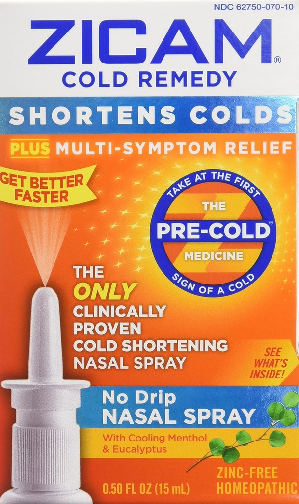 Zicam Cold Remedy No Drip Nasal Spray, 0,5 oz, boîte de 2
