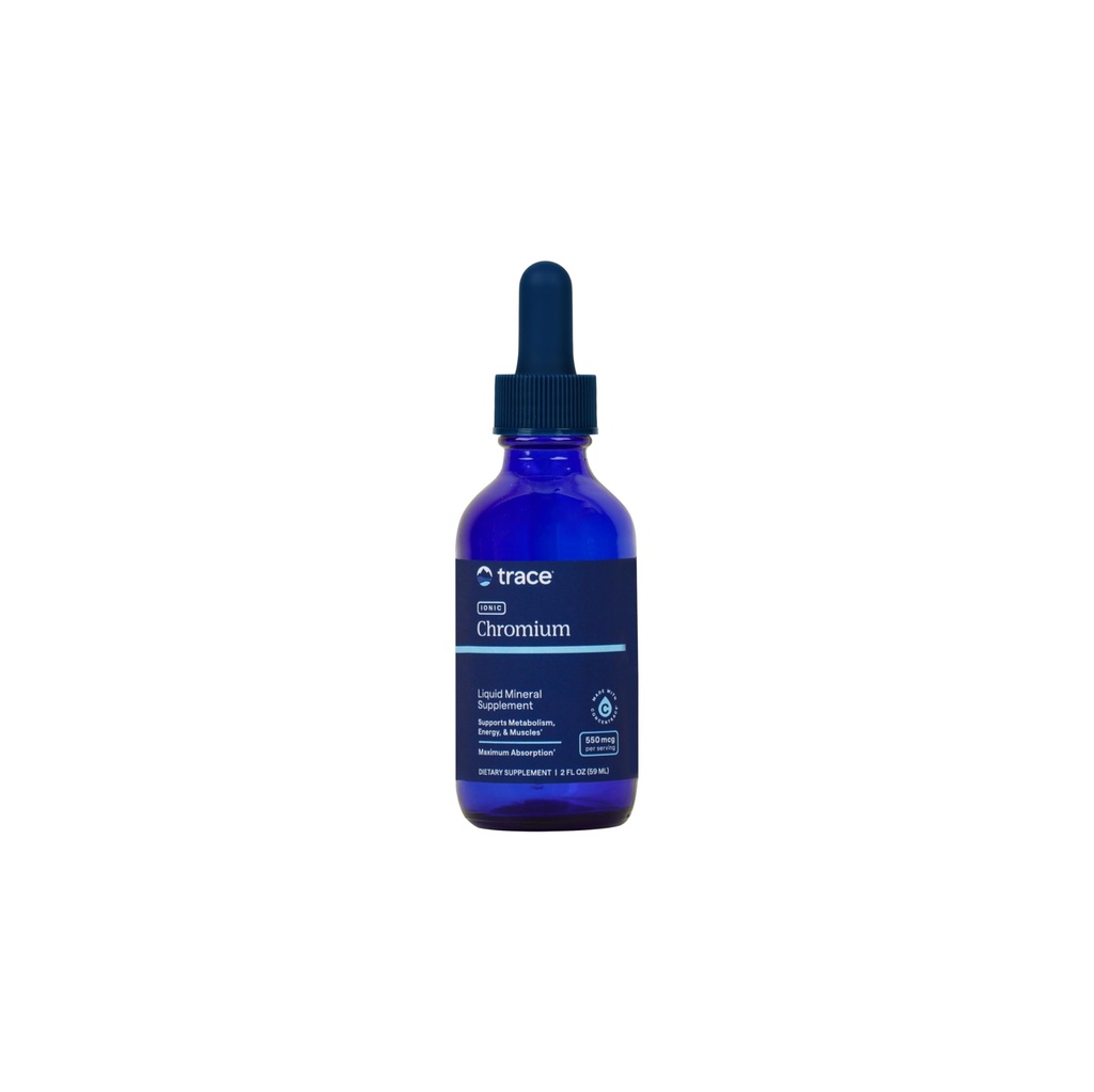 Trace Minerals Ionique Chromium 550 mcg - Supplément alimentaire pour soutenir la croissance de l'énergie et des muscles - Supplément de goutte liquide avec Magnésium, Chrome, Chlorure et plus - 2 fl oz (environ 48 portions)