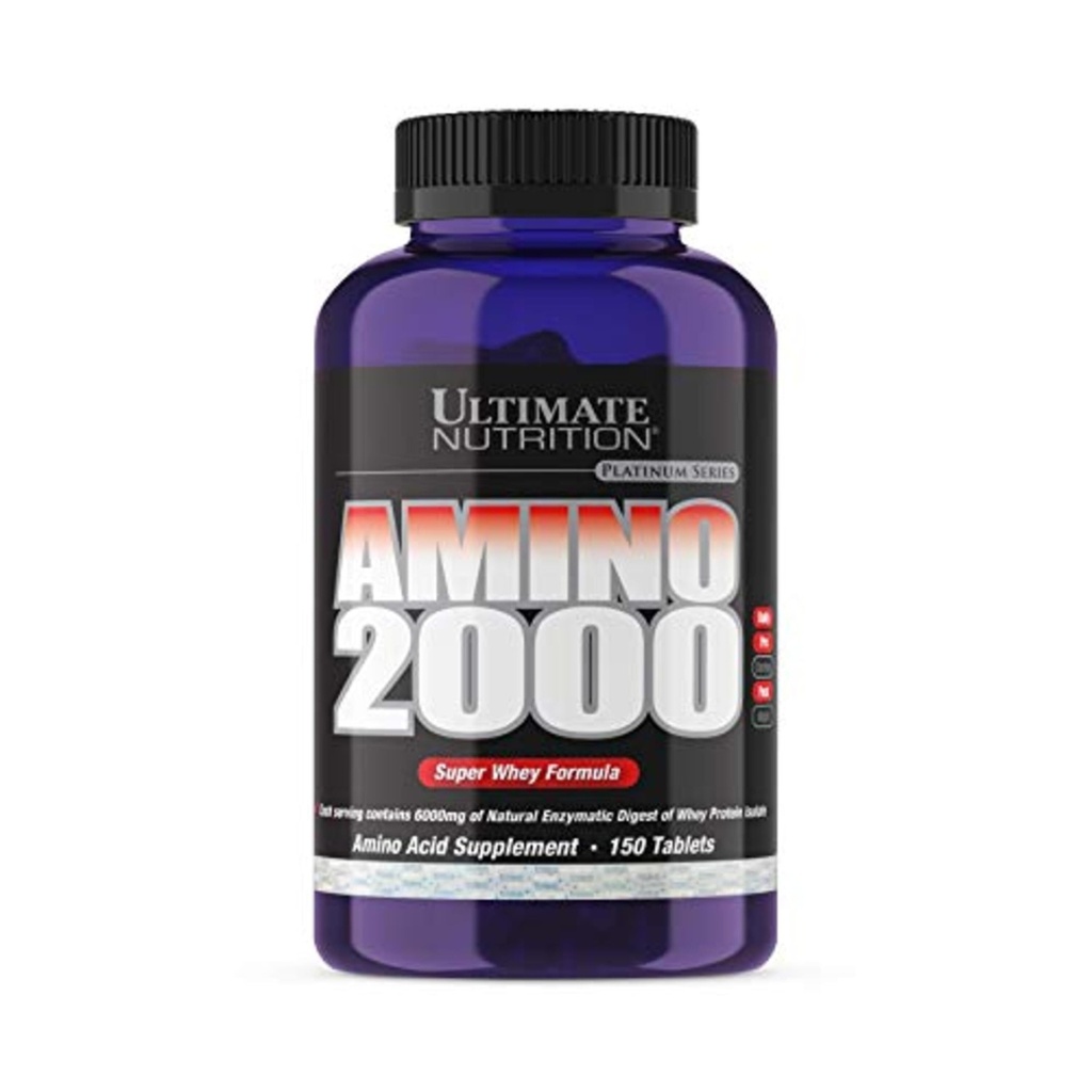 Ultimate Nutrition Amino 2000 Tabletten, Super Whey Formel, Aminosäure Ergänzungen mit L-Leucin, L-Isoleucin und L-Valine, 2000mg, 150 Tabletten