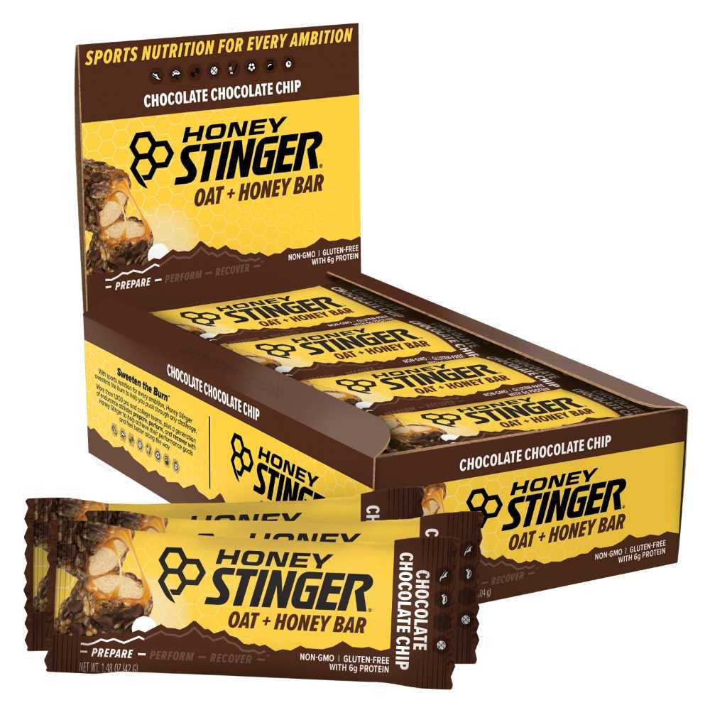 Honey Stinger Oat + Honey Bar, Schokoladen-Schokolade-Chip, Energie verpackte Lebensmittel für Übung, Ausdauer und Leistung, Sporternährung Snack Bar, Pre-Workout, Protein, Glutenfrei, Box von 12
