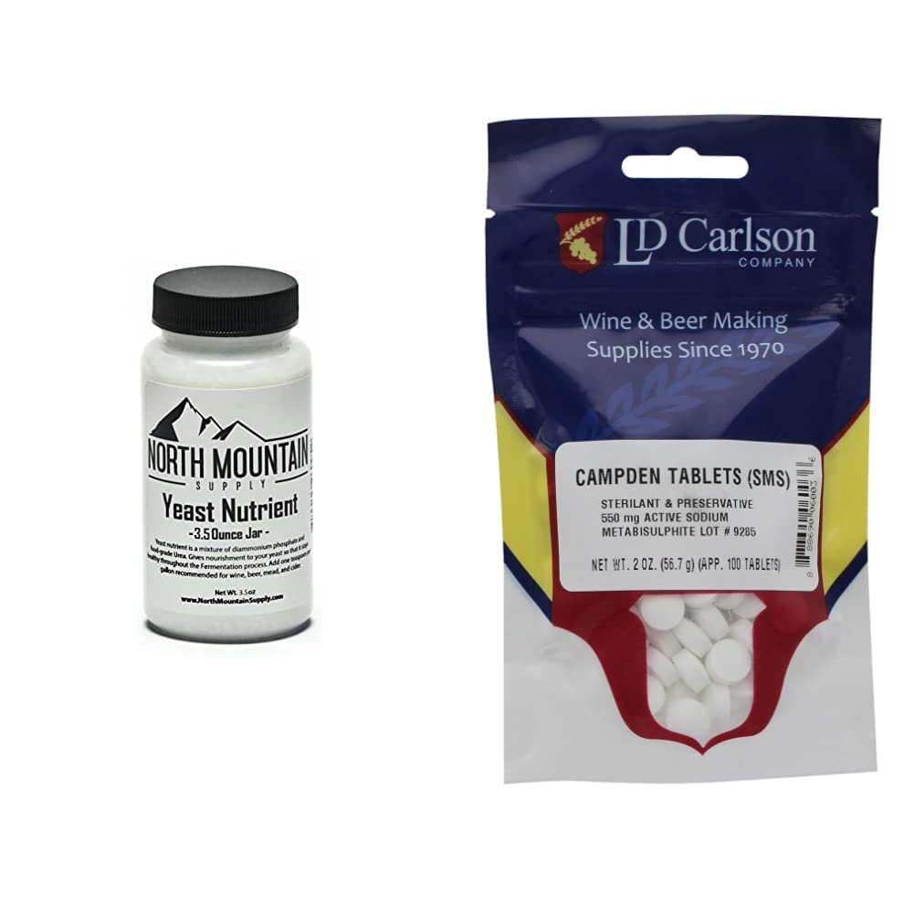 North Mountain Supply Food Grade Hefe Nährstoff - 3.5 Unze Jar & Campden Tabletten (Natriummetabisulfit) - 2 Oz(100 Tabletten)