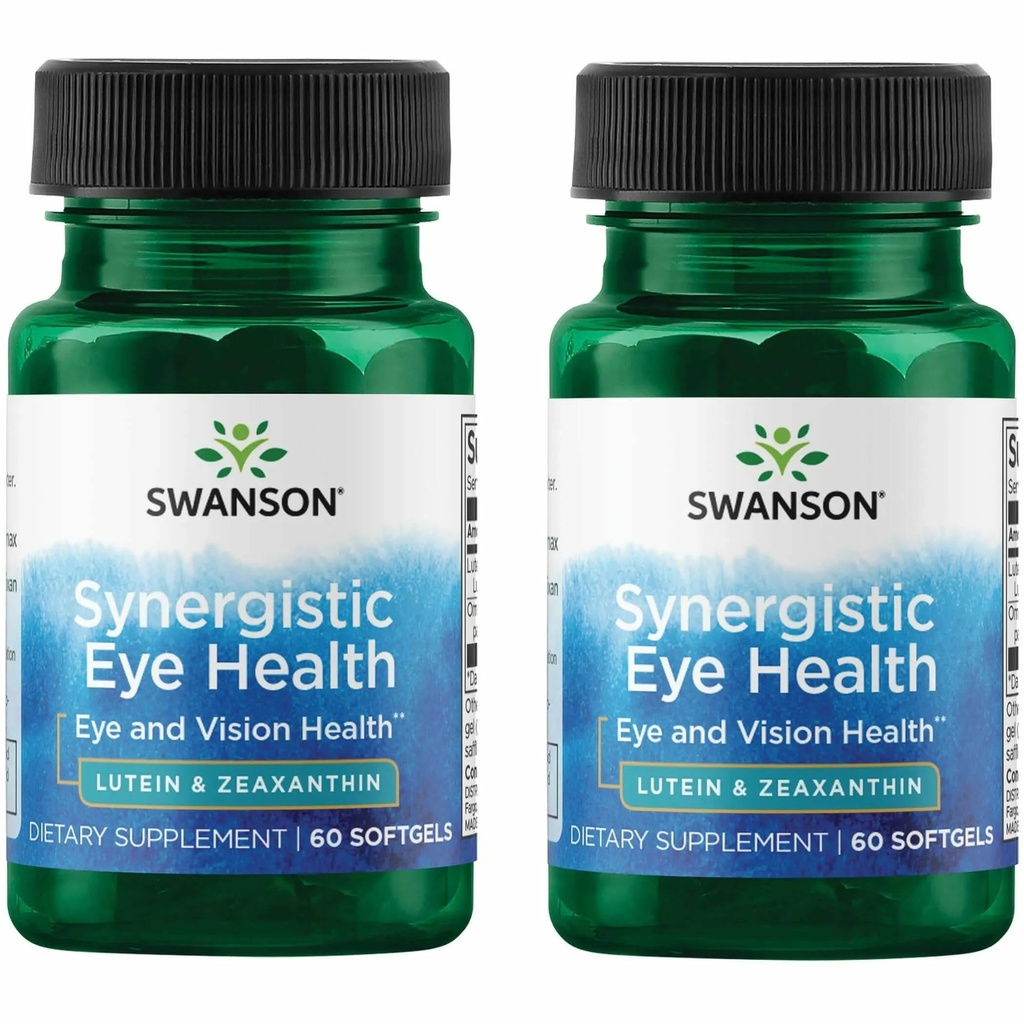 Swanson Lutein & Zeaxanthin Supplément synergique pour la santé oculaire Retina Macula (Lutein 20 mg et OmniXan Zeaxanthin 2 mg) 60 Softgels Sgels (2 Pack)