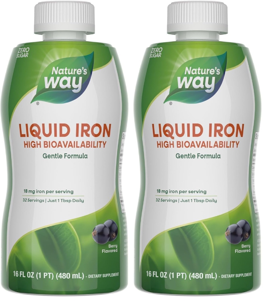 Nature's Way Liquid Iron, liefert täglichen Wert von Eisen, Zuckerfrei, Berry Flavored, 16 Fl. Oz. (Pack von 2)