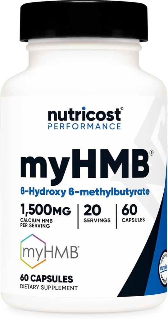 Nutricost myHMB Kapseln 1.500MG Calcium HMB pro Servierung, 60 Kapseln, 20 Servierungen - Performance Line, Calcium B-Hydroxy B-Methylbutyrat Monohydrat