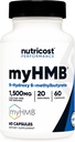 Nutricost myHMB Kapseln 1.500MG Calcium HMB pro Servierung, 60 Kapseln, 20 Servierungen - Performance Line, Calcium B-Hydroxy B-Methylbutyrat Monohydrat