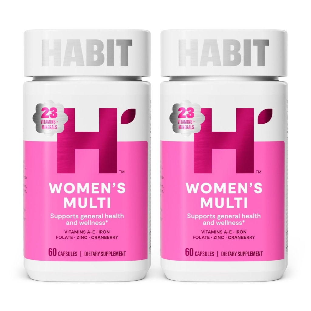Habit Womens Multi Supplement 2 Pack (120 Kapseln) - New Look, Unterstützt allgemeine Gesundheit & Wellness, 23 essentielle Vitamine und Mineralstoffe, Fruchtextrakte, Folat, Eisen, B12, Biotin, Non-GMO