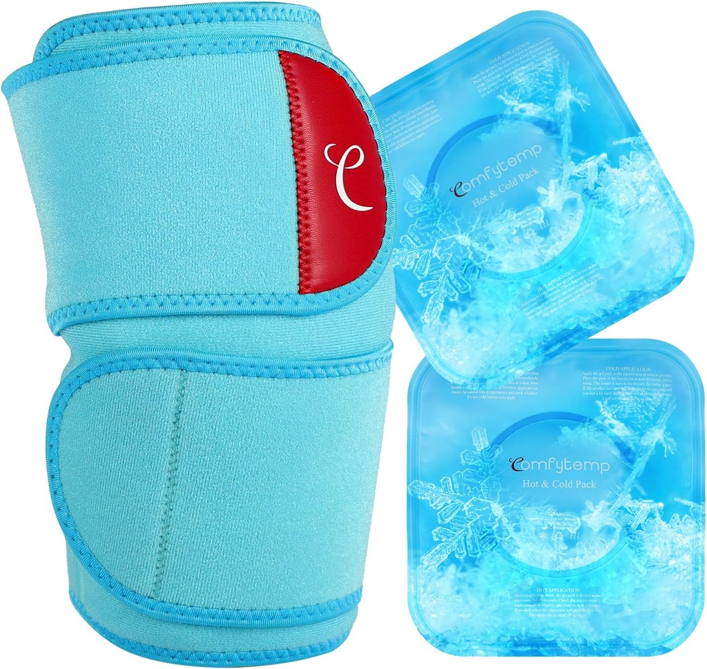 Comfytemp Large Knee Ice Pack Wrap avec 2 Gel Soft Cold Pack, Compression réutilisable Knee Brace pour Meniscus Tear, Relief de douleur articulaire, Arthrite, ACL, Après Chirurgie Obtenez des cadeaux bien, Hommes Femmes Équipement de course