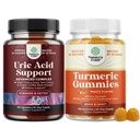Natures Craft Bundle of Vegan Uric Acid Cleanse and Detox for Men and Women's Joints Reins and More and Turmeric Gummies for Adults Peach Flavor - Extra Strength Joint Support Gummies
