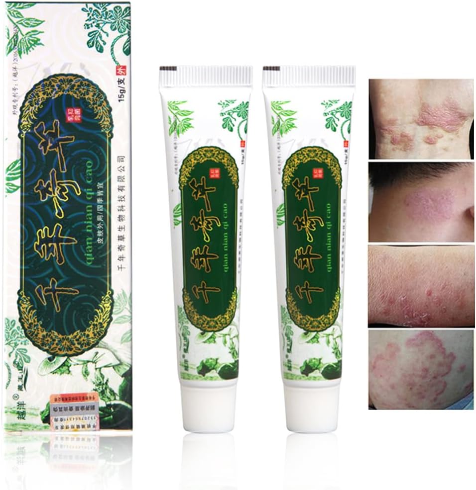 Übersee Thousand-Year Kräutercreme Chinesische Kräuter-Eczema, Psoriasis Cremes Dermatitis und Eczema Pruritus Psoriasis JIULIN Salbe (2PCS)