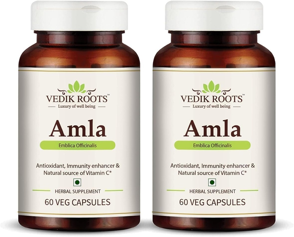 Générique RISE Amla Capsules 60  Enhancer Immunitaire Antioxydant Biologique Source Naturelle de Suppléments de Vitamine C et de Croissance des Cheveux (Pack of 2)