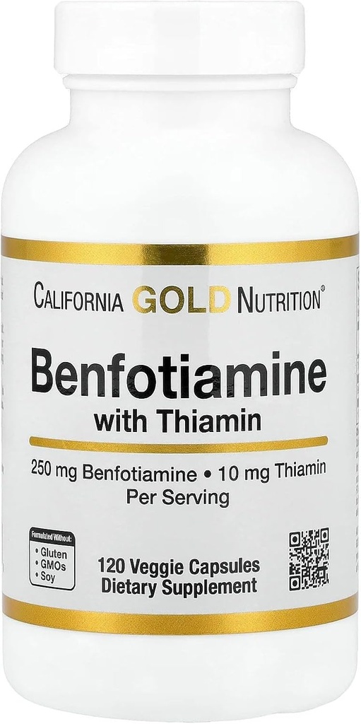 California Gold Nutrition Benfotiamine mit Thiamine, 250 mg, 120 Veggie Kapseln