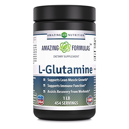 Formules étonnantes L-Glutamine poudre amine supplément d'acides 1 gramme par portion de 454 portions (non aromatisées) 1 LB)