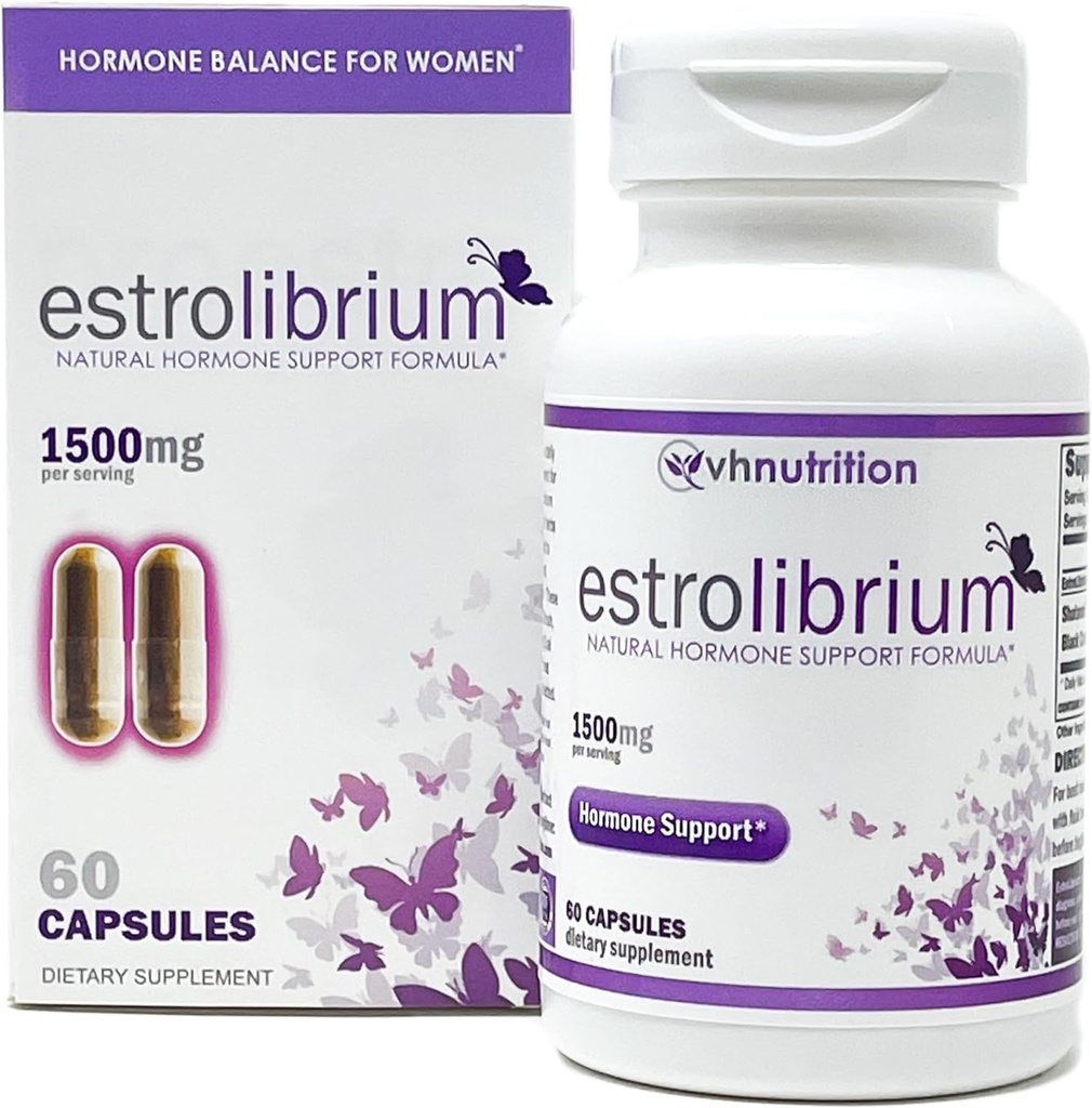 VH Nutrition ESTROLIBRIUM | Hormongleichgewicht für Frauen* | Menopause Support Supplement* | Black Cohosh, Shatavari, Chaste Tree Berry (Vitex), Dong Quai | 60 Kapseln in leicht zu schluckenden Pillen