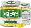Calcium-Zitrat-Gummien 1200mg mit Vitamin D3 K2, Kaubare Kalzium-Ergänzungen für Frauen & Männer, hohe Potenzunterstützung B0ne, Te*th, Stärke & Immune Gesundheit, Mango Flavor, Non-GMO, Zuckerfrei, 60 Cts